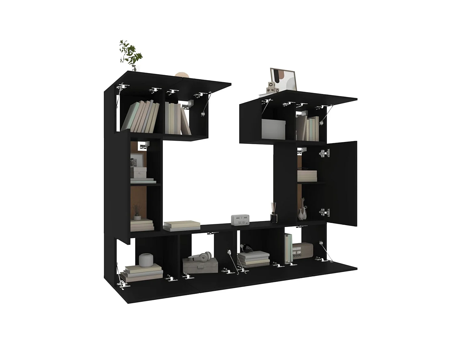 Ensemble de meubles TV 6 pcs Noir Bois d'ingénierie