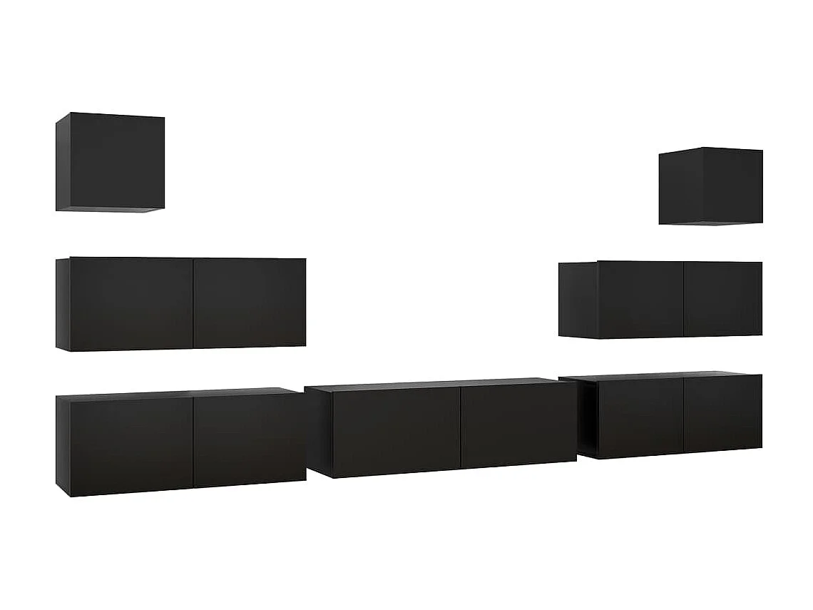 Ensemble de meuble TV 7 pcs Noir Aggloméré