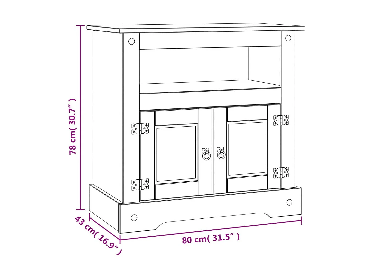 Mobile TV Corona Range Pino messicano 80x43x78 cm