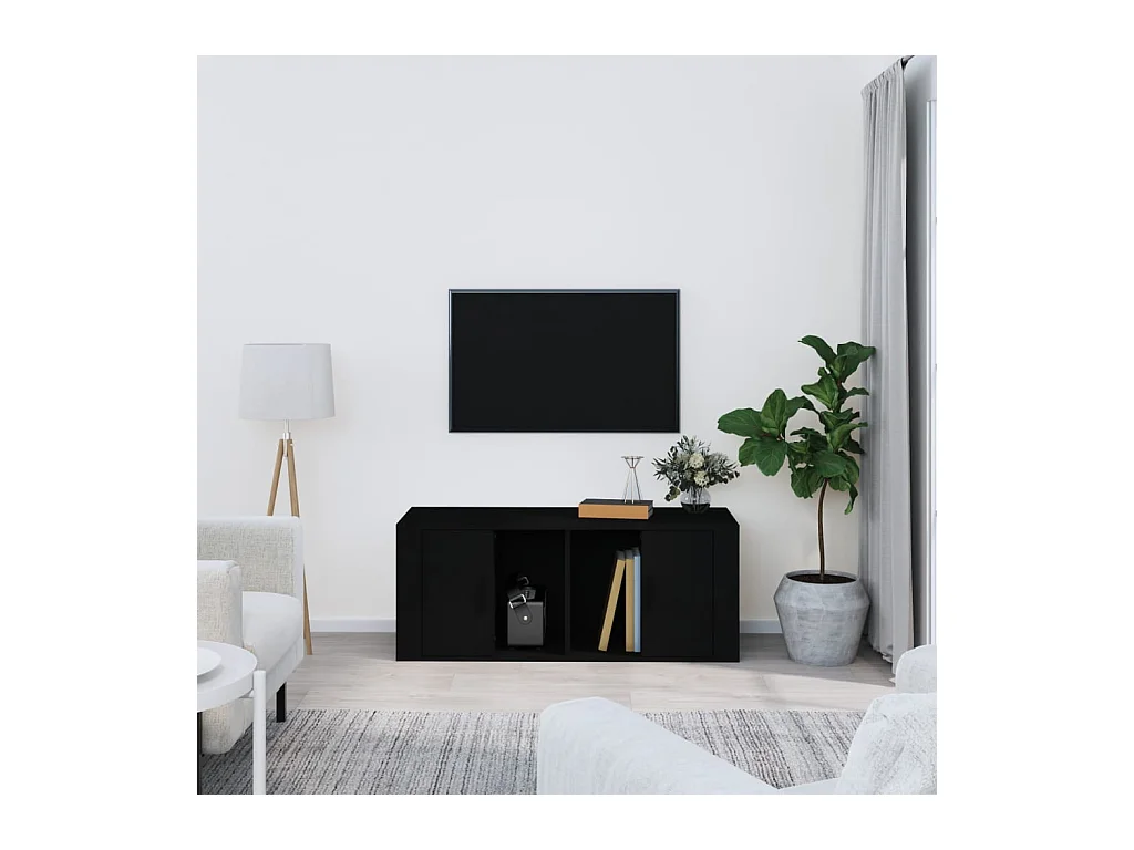 Zwart TV-meubel 100x35x40 cm Bewerkt hout