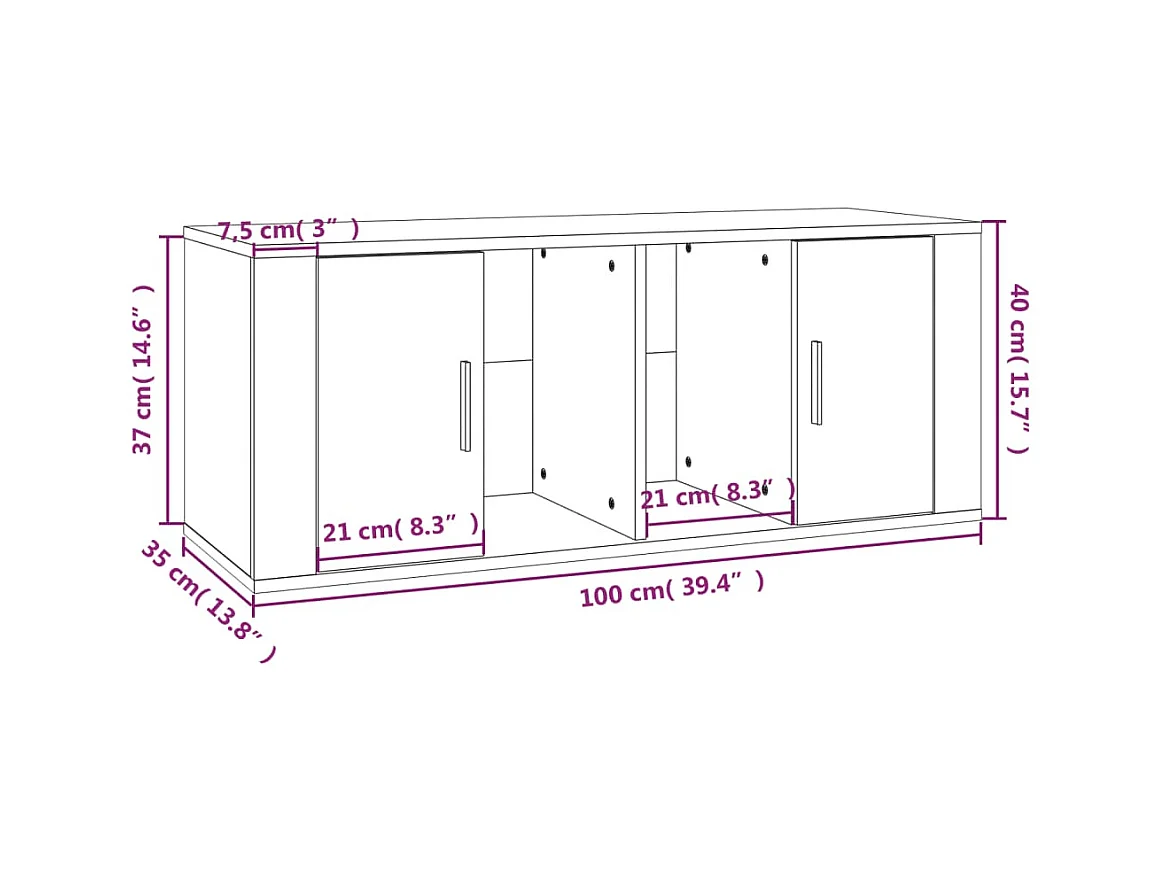 Meuble TV Noir 100x35x40 cm Bois d'ingénierie