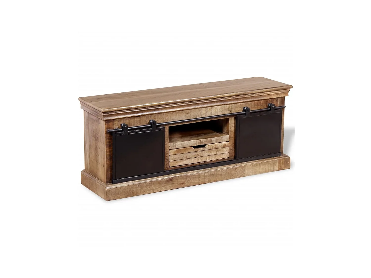 Meuble TV avec 2 portes coulissantes Bois de manguier massif