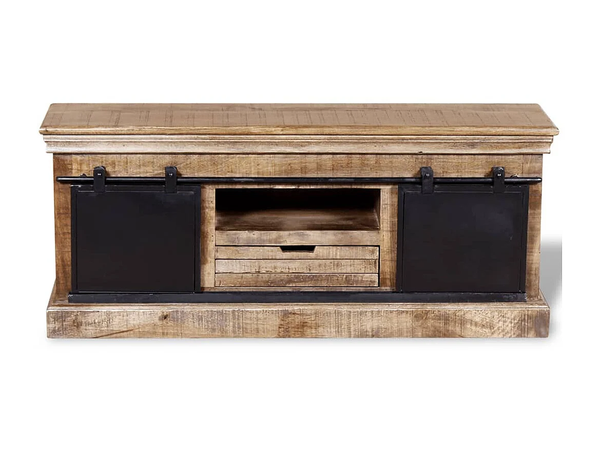Meuble TV avec 2 portes coulissantes Bois de manguier massif