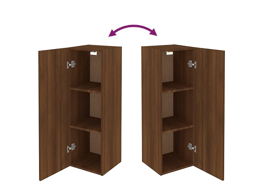 Mobile TV 2 pz Rovere marrone 30,5x30x90 cm MDF