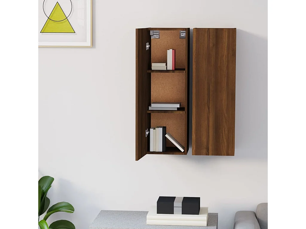 Mobile TV 2 pz Rovere marrone 30,5x30x90 cm MDF