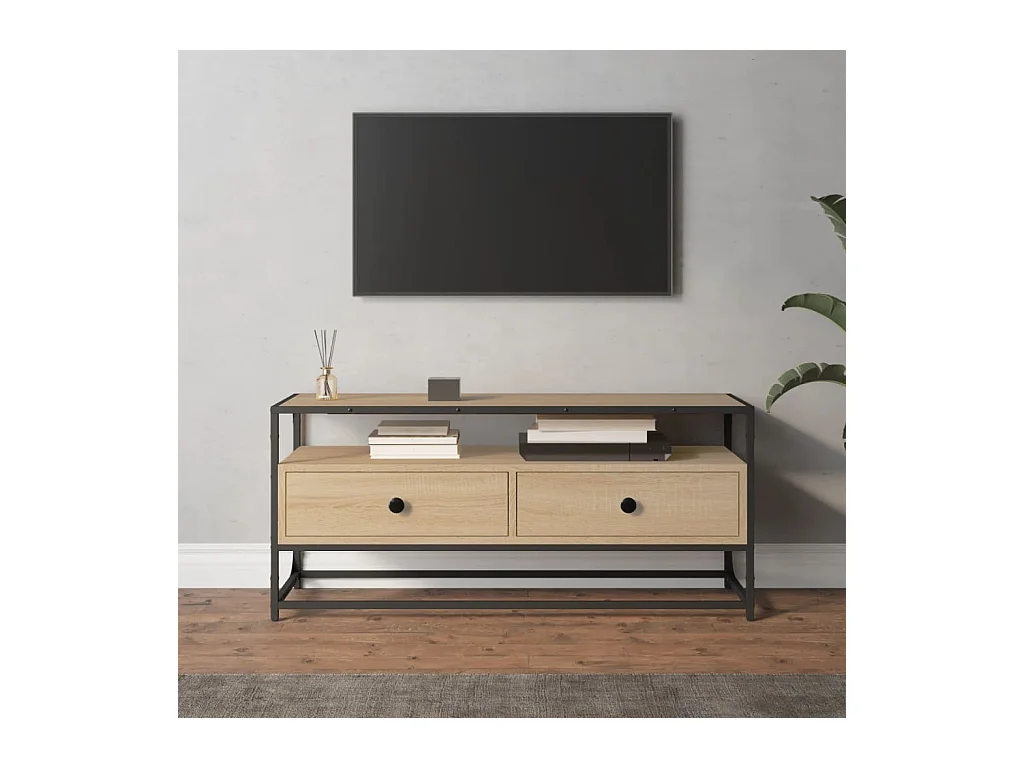 Meuble TV chêne sonoma 100x35x45 cm bois d'ingénierie