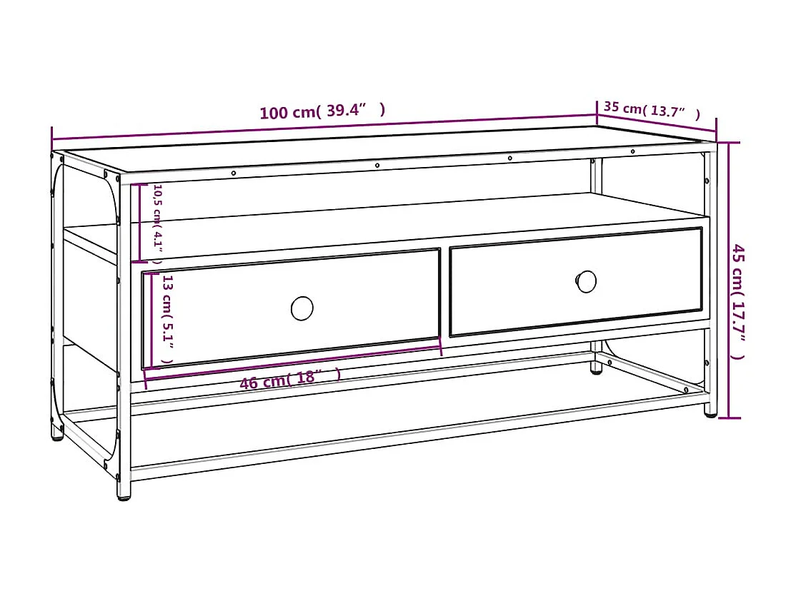 Mobile TV in rovere Sonoma 100x35x45 cm in derivati del legno