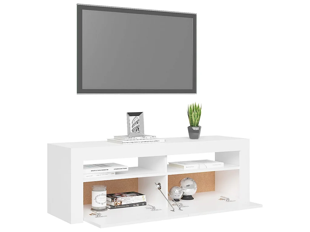 Meuble TV avec lumières LED blanc 120x35x40 cm