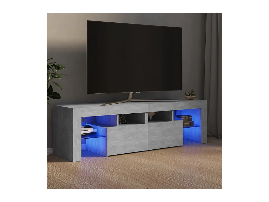 Meuble TV avec lumières LED Gris béton 140x36,5x40 cm