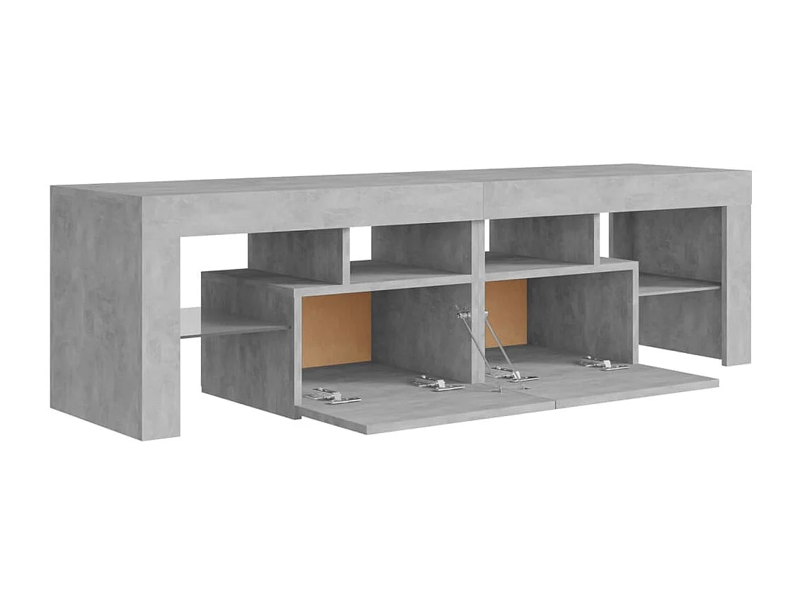 Meuble TV avec lumières LED Gris béton 140x36,5x40 cm