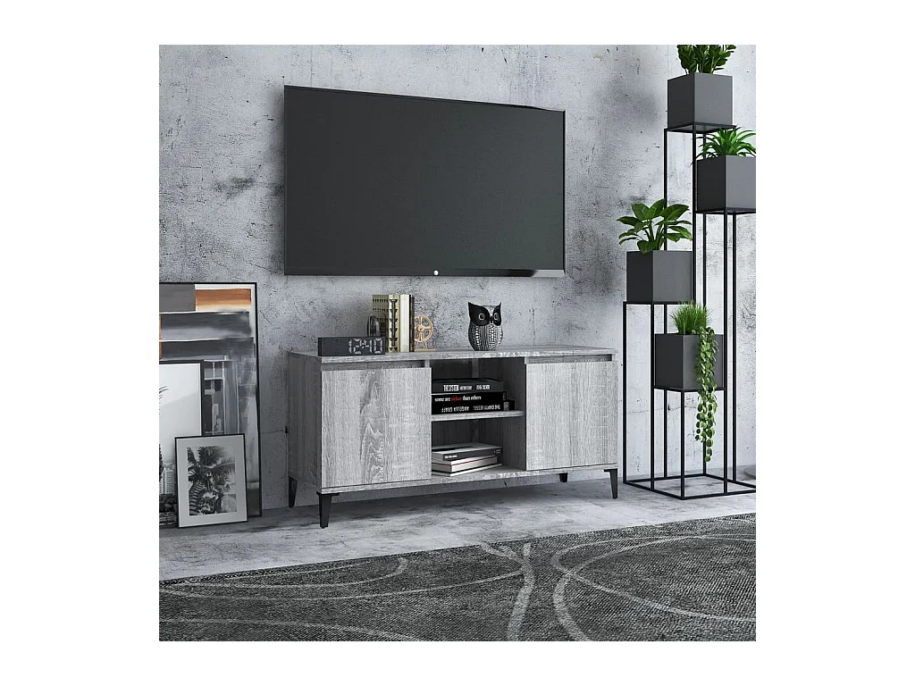 Meuble TV avec pieds en métal Sonoma gris 103,5x35x50 cm