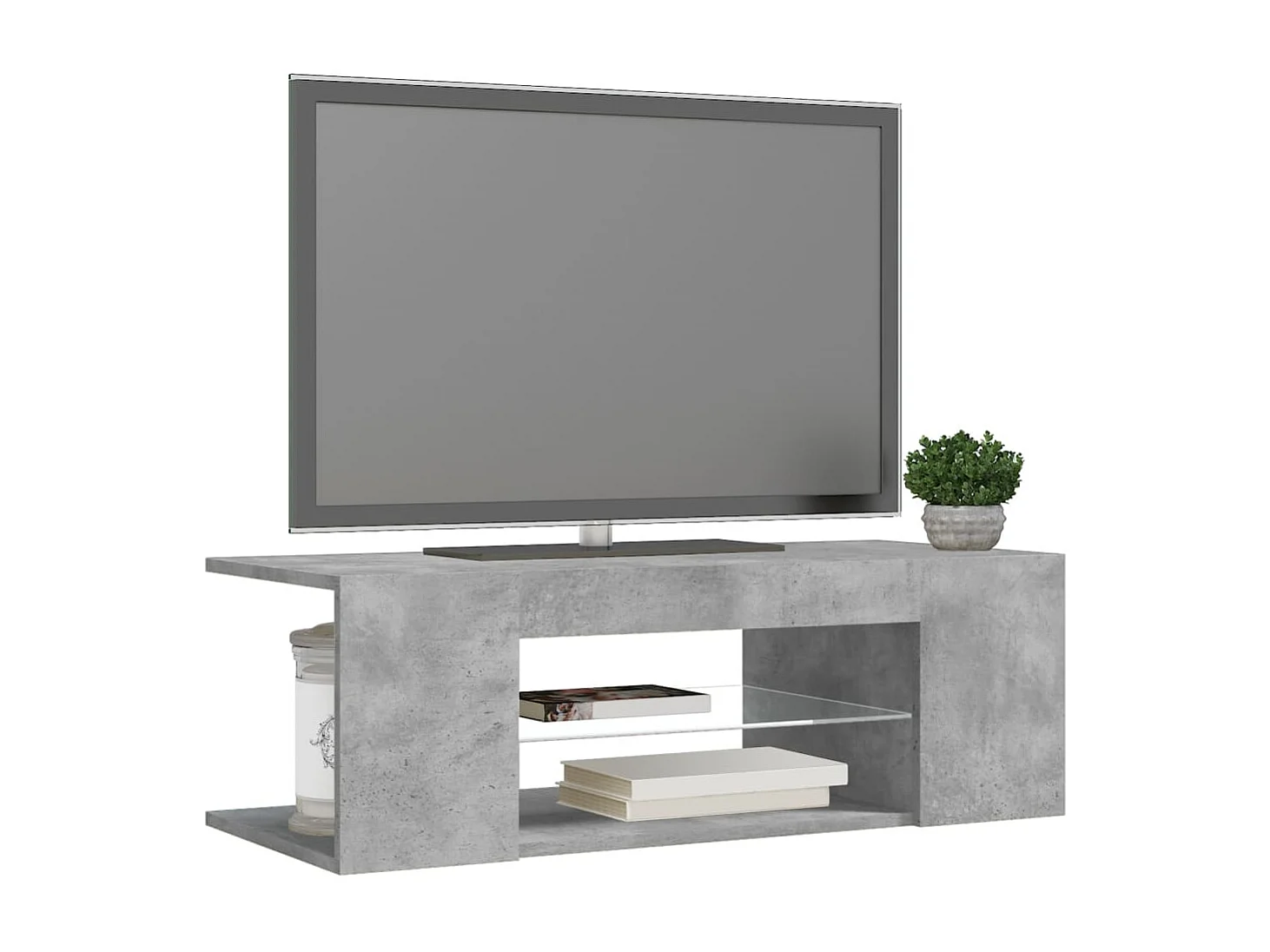Meuble TV avec lumières LED gris béton 90x39x30 cm