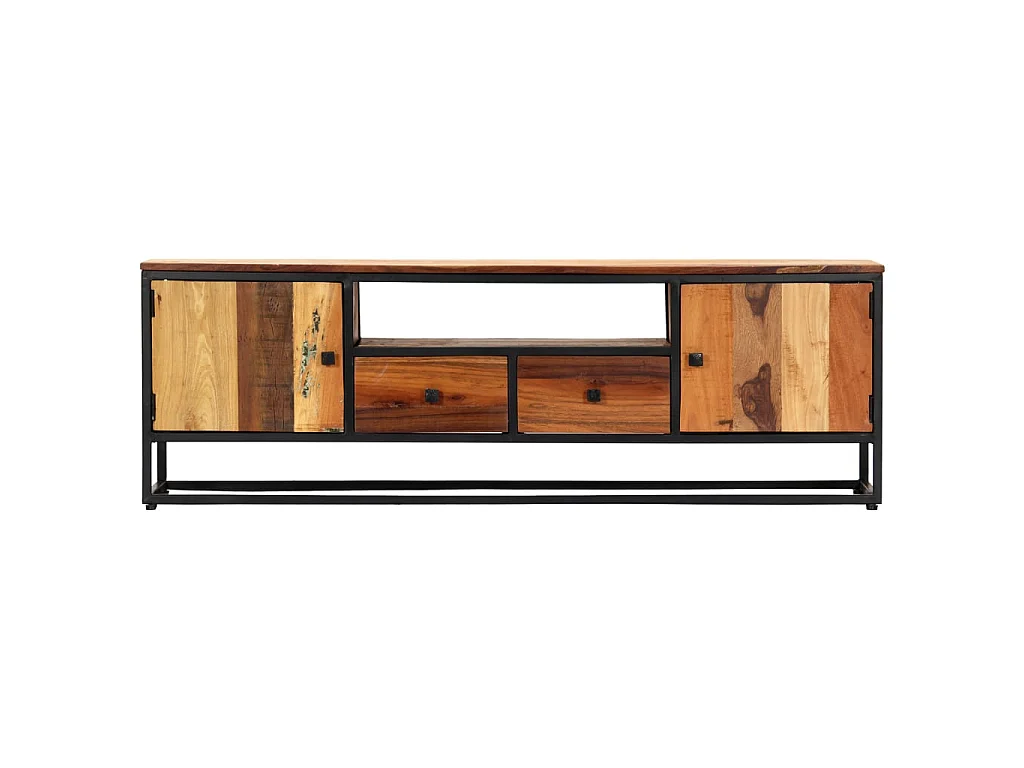 Móvel de TV 120 x 30 x 40 cm Madeira recuperada maciça e aço