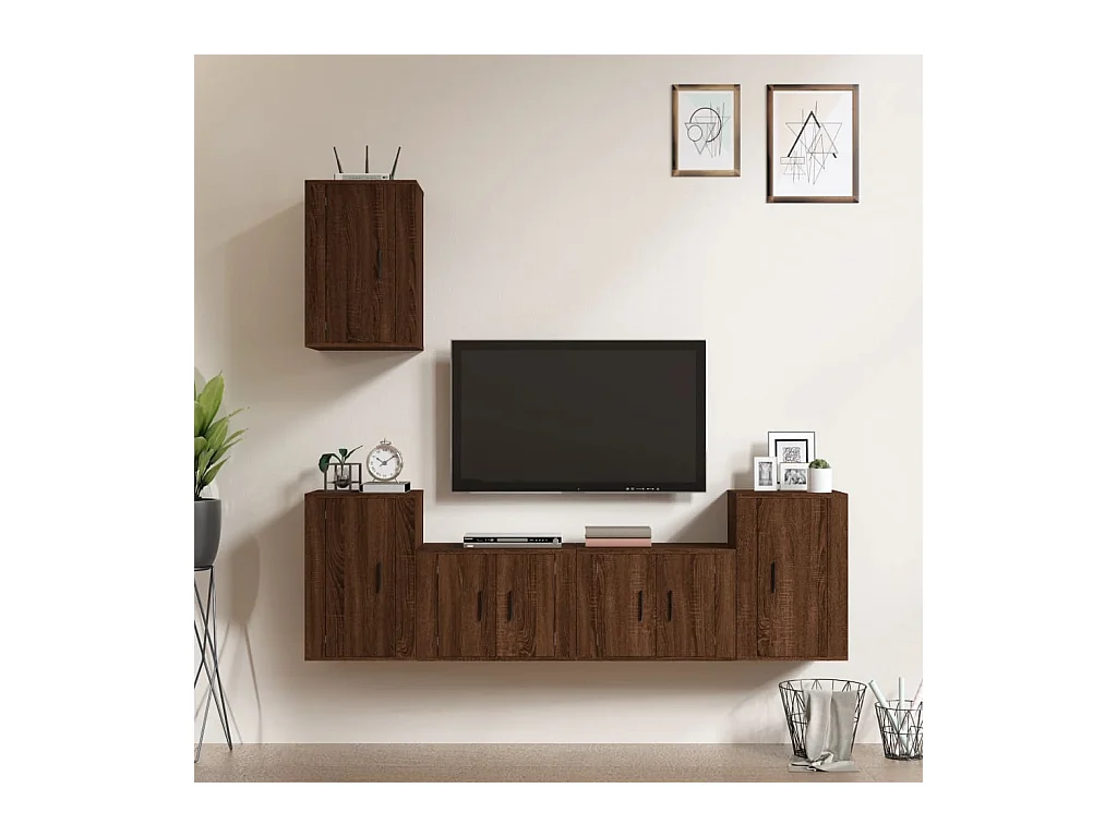 Ensemble de meubles TV 5 pcs Chêne marron Bois d'ingénierie