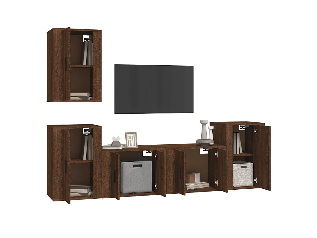 Ensemble de meubles TV 5 pcs Chêne marron Bois d'ingénierie