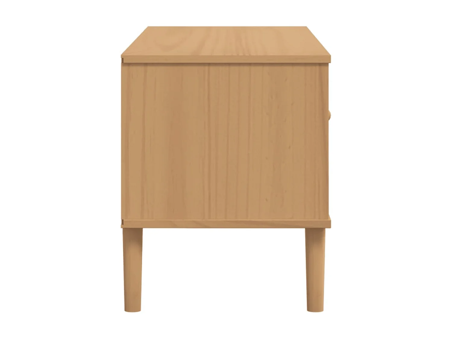 Meuble TV SENJA aspect rotin marron 106x40x49cm bois massif pin