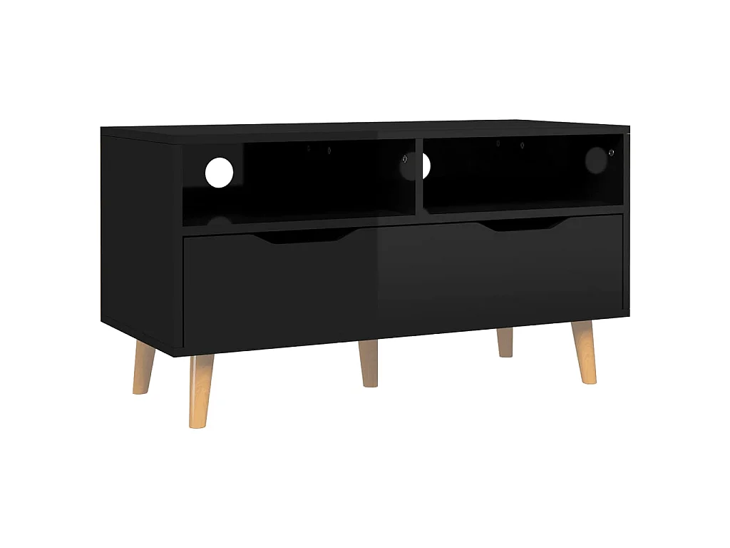 Mueble TV negro brillo 90x40x48,5 cm de madera contrachapada