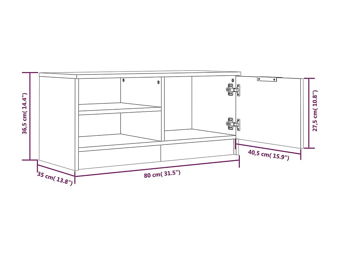 Mueble TV negro 80x35x36,5 cm Madera contrachapada