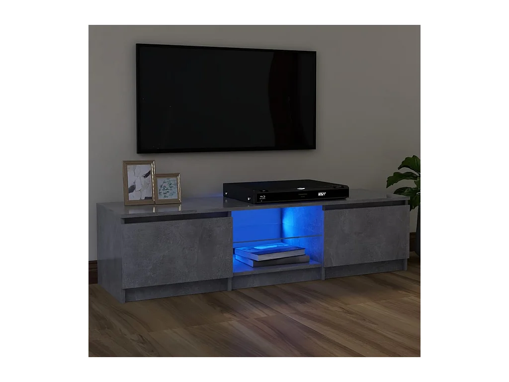 Meuble TV avec lumières LED gris béton 120x30x35,5 cm
