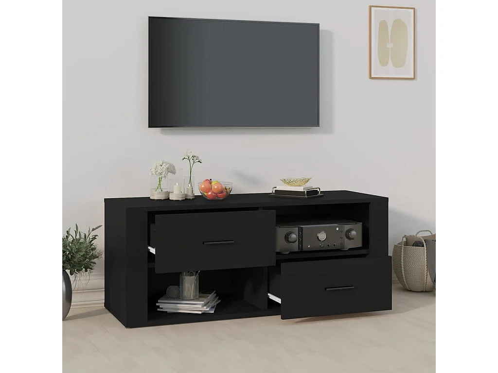 Zwart TV-meubel 100x35x40 cm Bewerkt hout