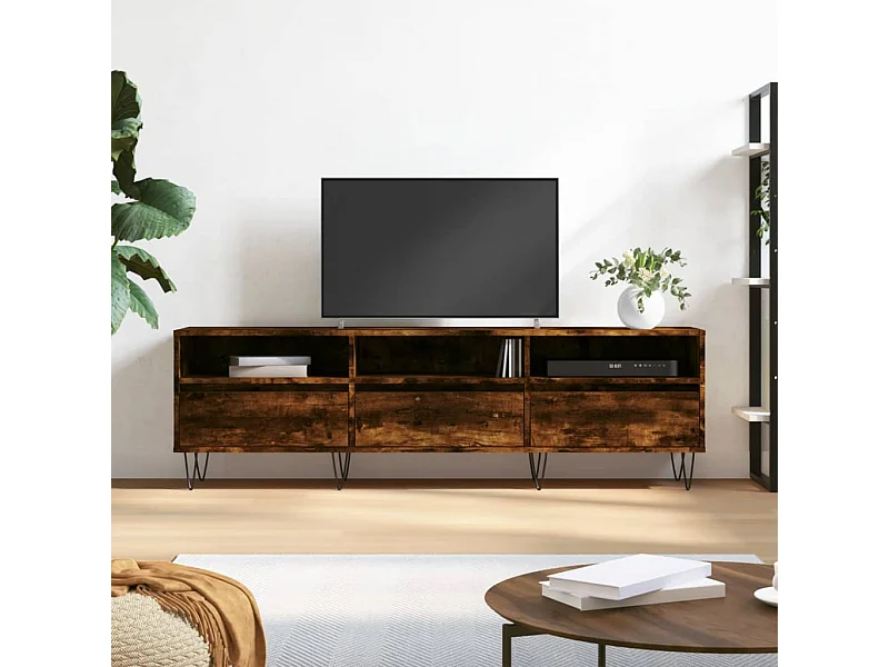 Meuble TV chêne fumé 150x30x44,5 cm bois d'ingénierie