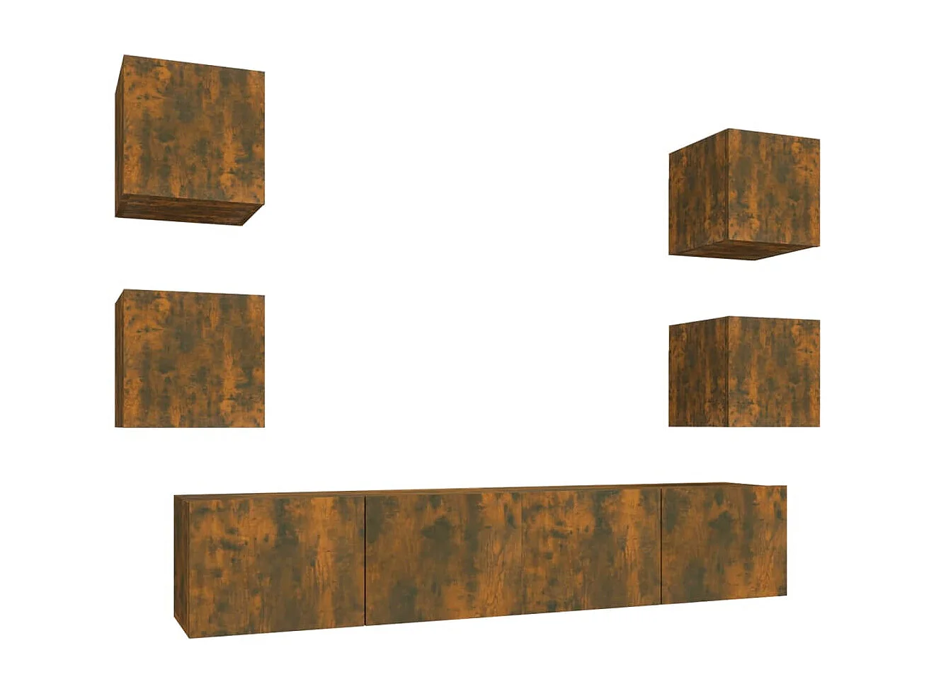 6-teiliges TV-Schrank-Set. Holzwerkstoff aus geräucherter Eiche