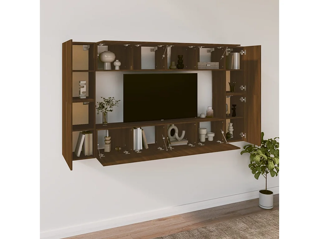 Ensemble de meubles TV 8 pcs Chêne marron Bois d'ingénierie
