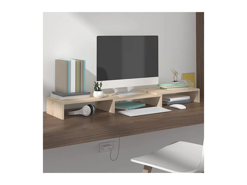 Monitorstandaard 80x24x10,5 cm Massief grenenhout