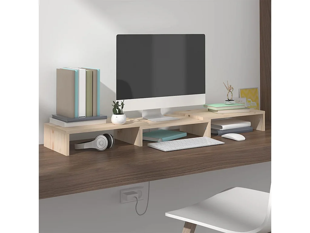 Soporte para monitor 80x24x10,5 cm Madera maciza de pino