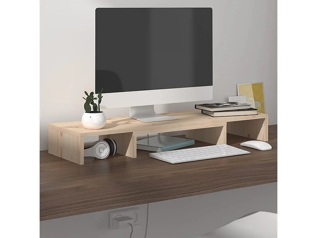 Soporte para monitor 80x24x10,5 cm Madera maciza de pino