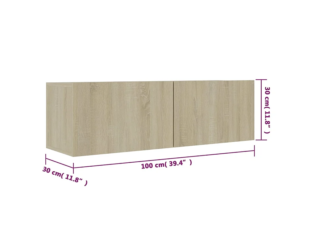 Meuble TV Chêne sonoma 100x30x30 cm Aggloméré