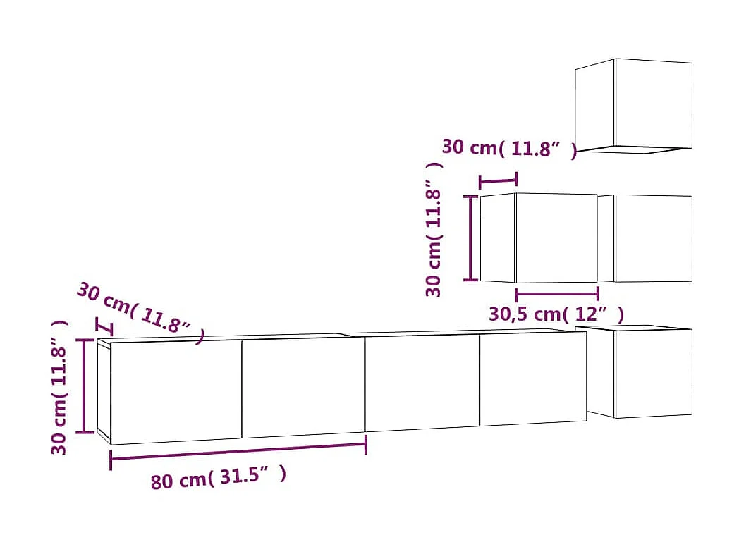 Mobile TV a parete Rovere affumicato Derivati del legno