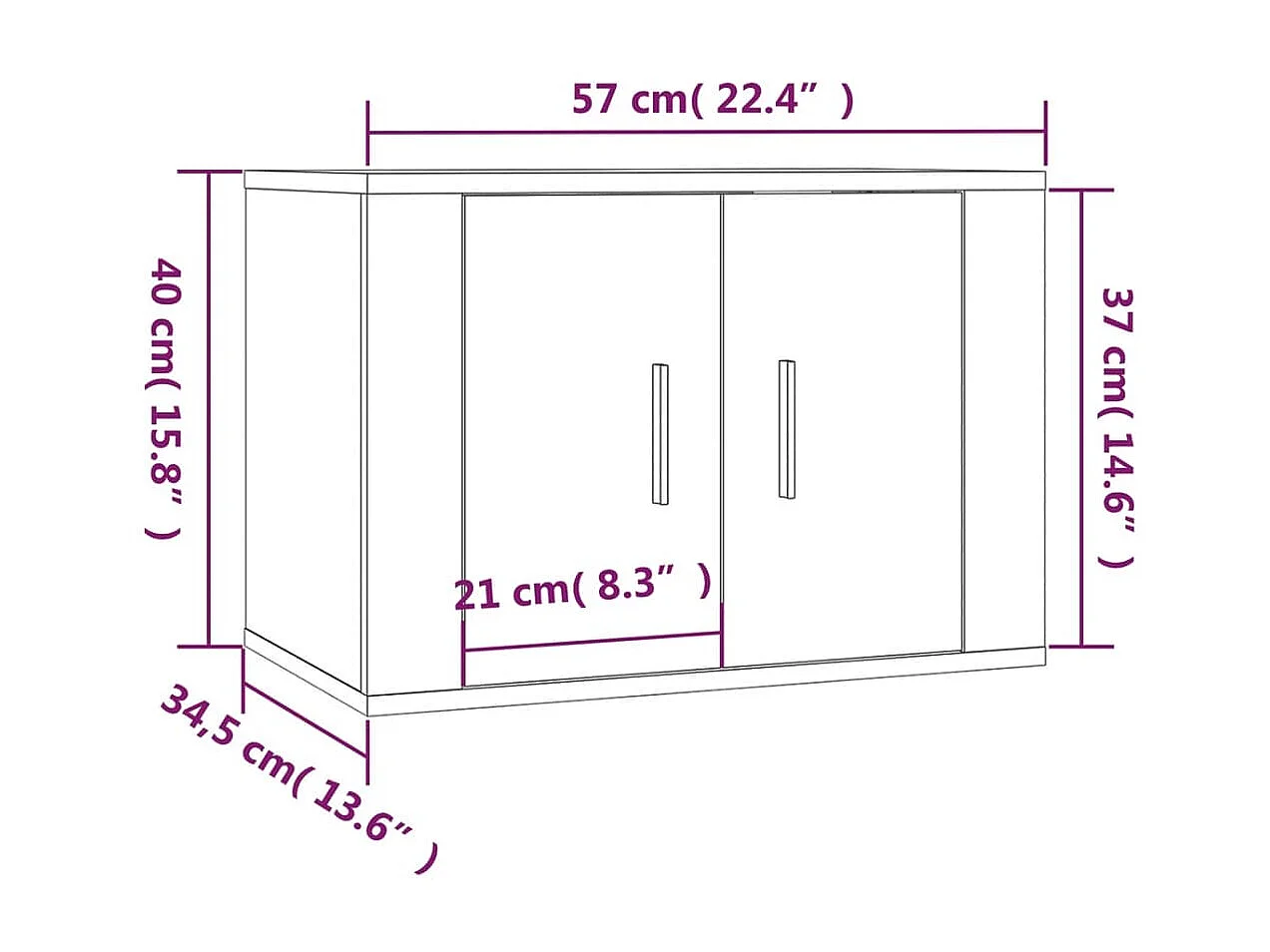 Conjunto de suporte de TV de 4 peças em madeira projetada em branco brilhante