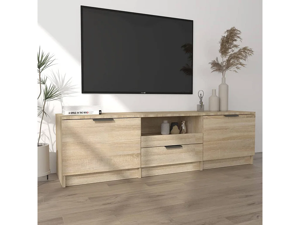 Mueble TV roble Sonoma 140x35x40 cm Madera contrachapada