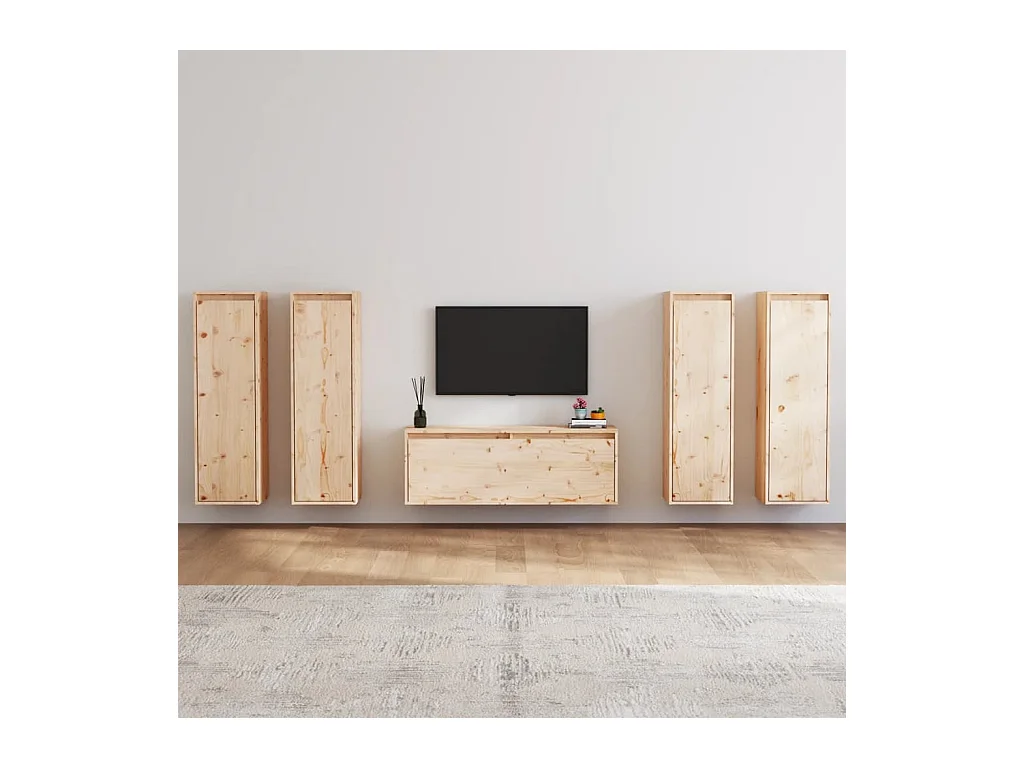 Mobile TV 5 pz. Legno di pino massiccio