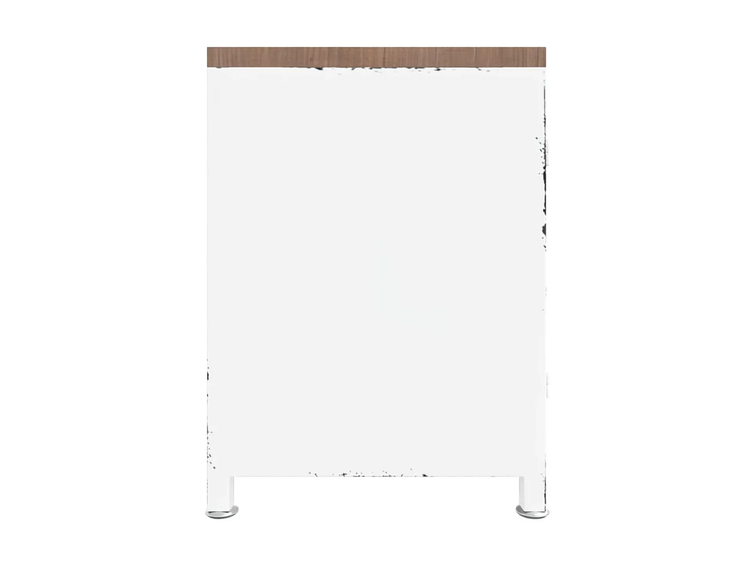 Meuble TV Blanc 110x30x40 cm Fer et bois de sapin massif