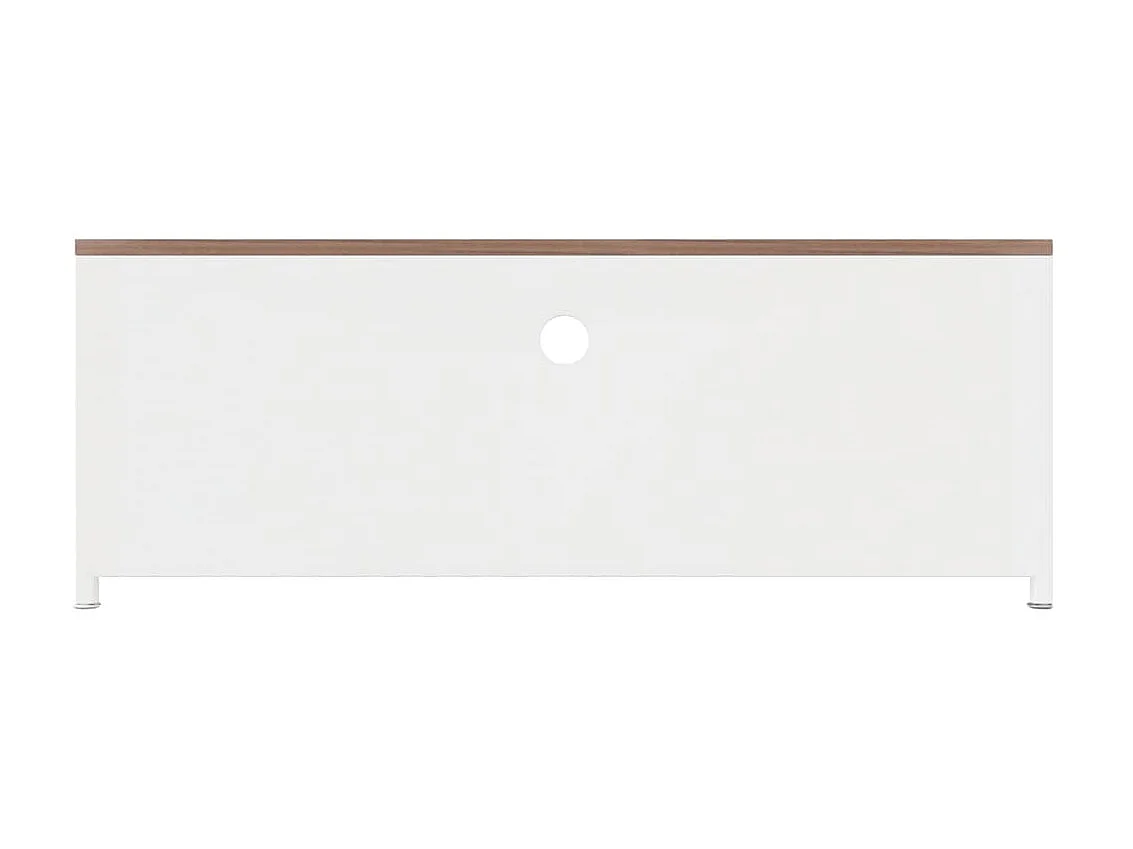 Meuble TV Blanc 110x30x40 cm Fer et bois de sapin massif