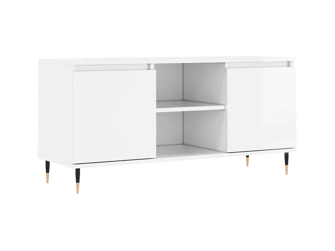 Glanzend wit TV-meubel 104x35x50 cm samengesteld hout