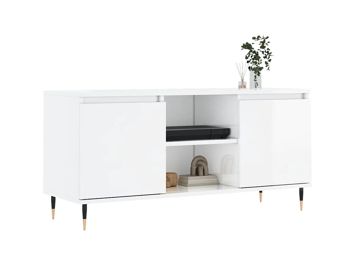 Glanzend wit TV-meubel 104x35x50 cm samengesteld hout