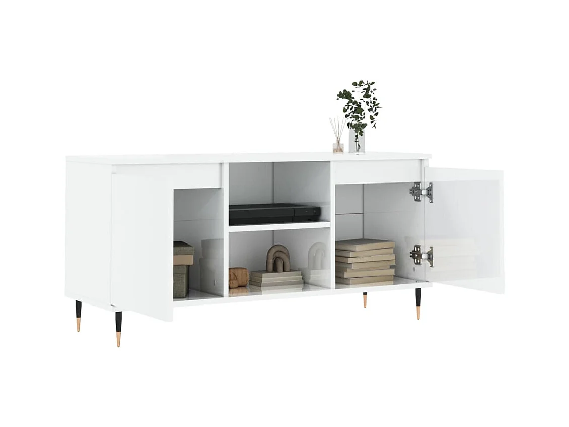 Glanzend wit TV-meubel 104x35x50 cm samengesteld hout