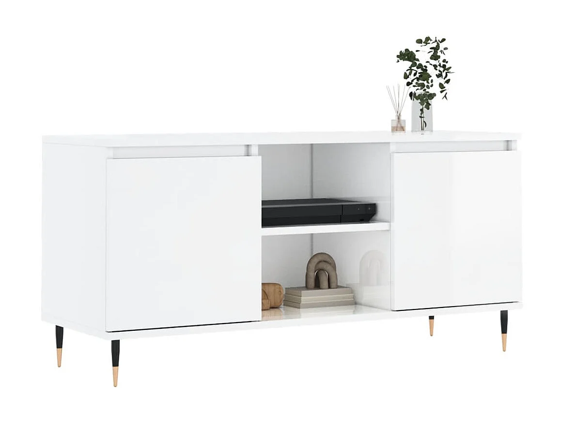 Glanzend wit TV-meubel 104x35x50 cm samengesteld hout