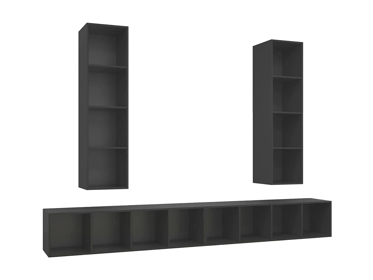 Meubles TV muraux 4 pcs Gris Aggloméré