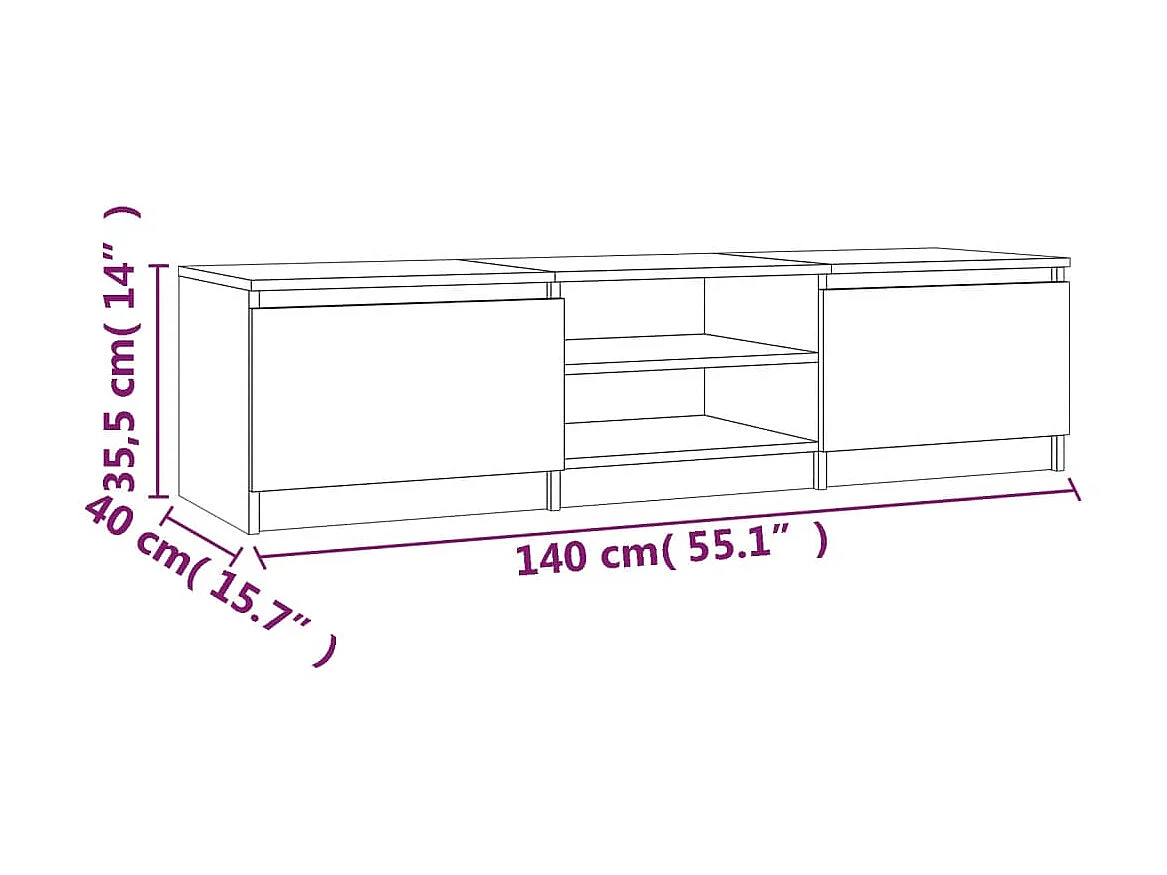 Meuble TV Sonoma gris 140x40x35,5 cm Bois d'ingénierie