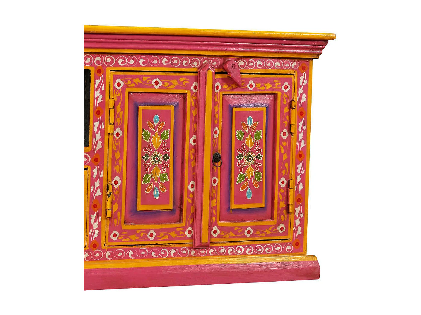 Mueble TV Madera maciza de mango Rosa Pintado a mano