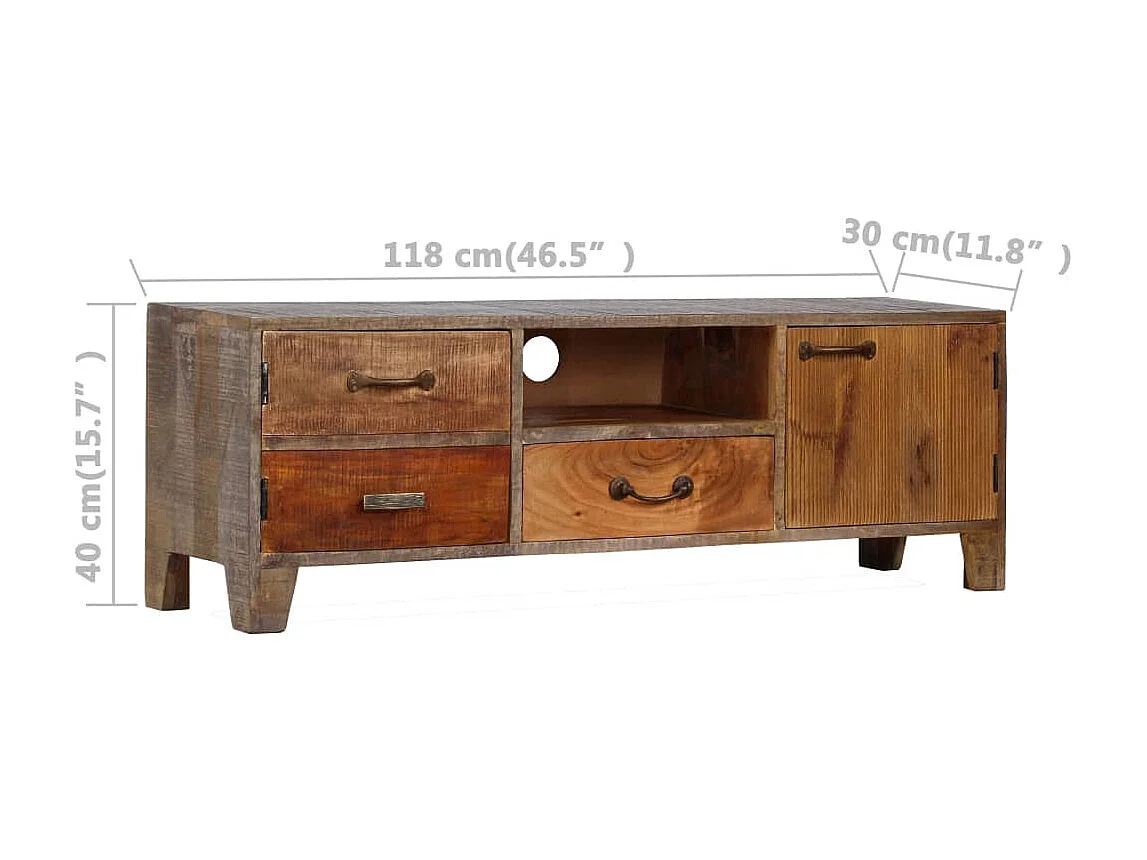 Meuble TV Bois massif Vintage 118 x 30 x 40 cm