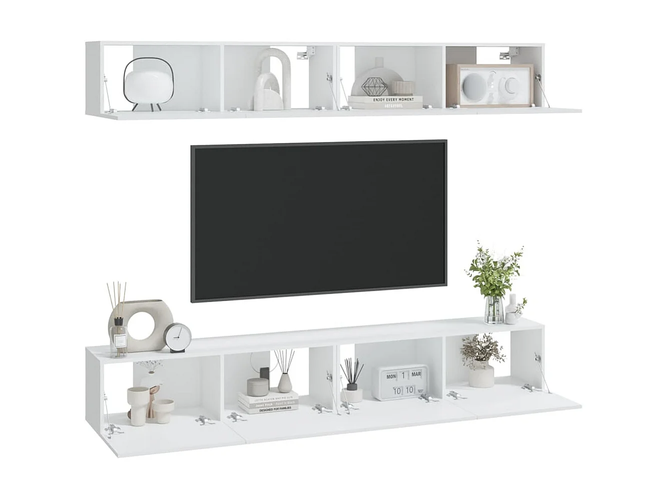 Meubles TV muraux 4 pcs Blanc 100x30x30 cm