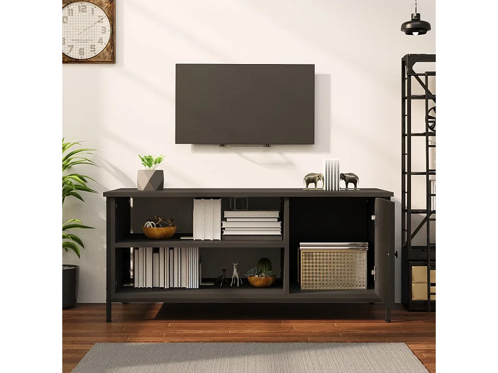 Móvel TV preto 100x40x45 cm madeira engenharia