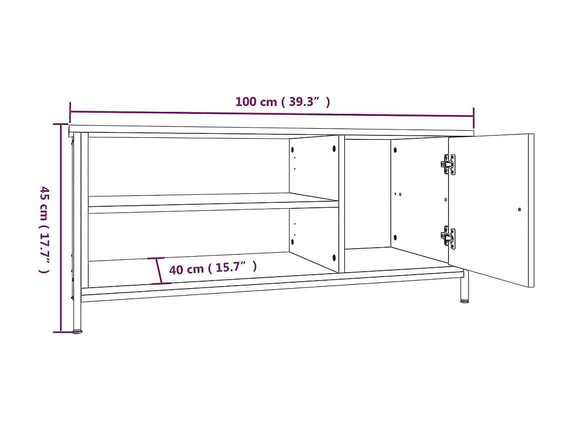 Móvel TV preto 100x40x45 cm madeira engenharia