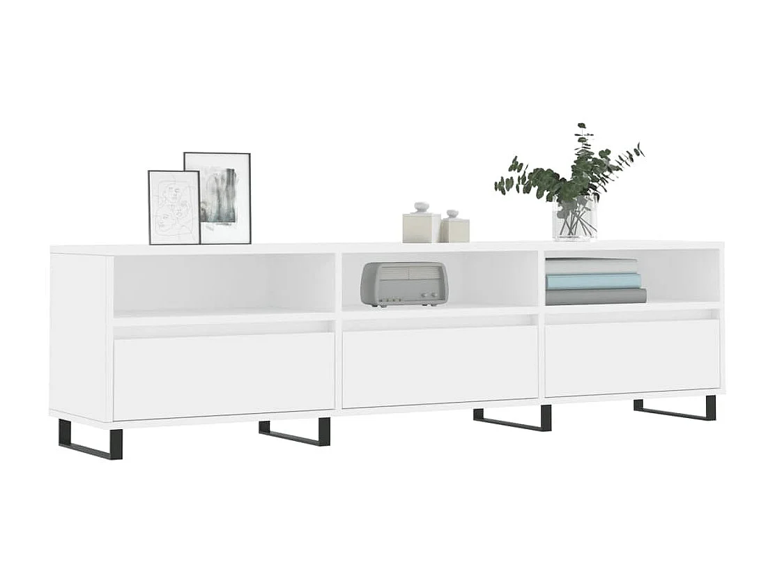 Meuble TV blanc 150x30x44,5 cm bois d'ingénierie