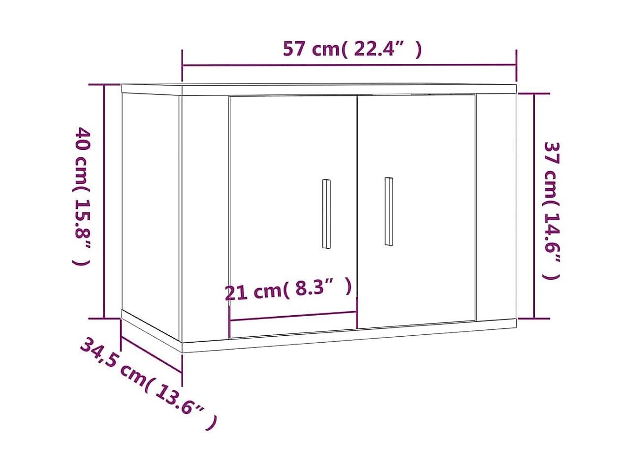 TV-meubels voor wandmontage 3 stuks sonoma grijs 57x34,5x40 cm